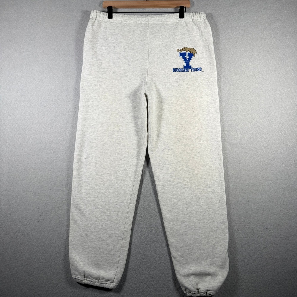 Vintage Russell Athletic BYU Cougars Sweatpants Mens XL Gray Made in USA Fleece